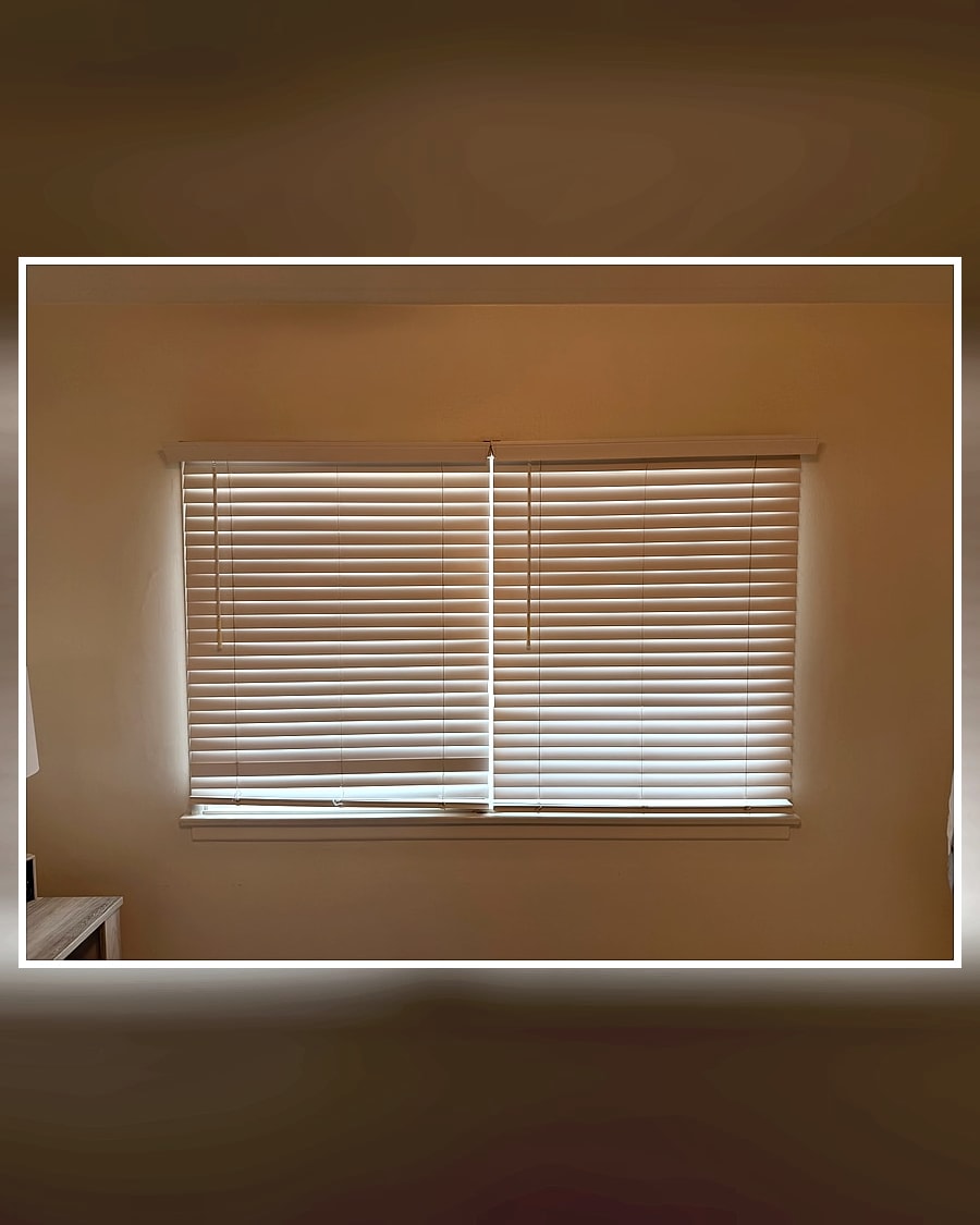 Before view of horizontal blinds on a Ventura County bedroom window