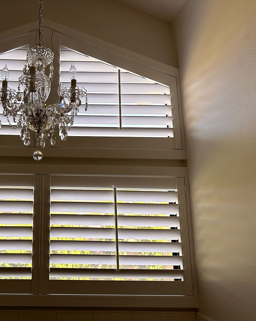 Specialty arch window shutters with custom fit in Ventura County by 805 Shutters Shades and Blinds.