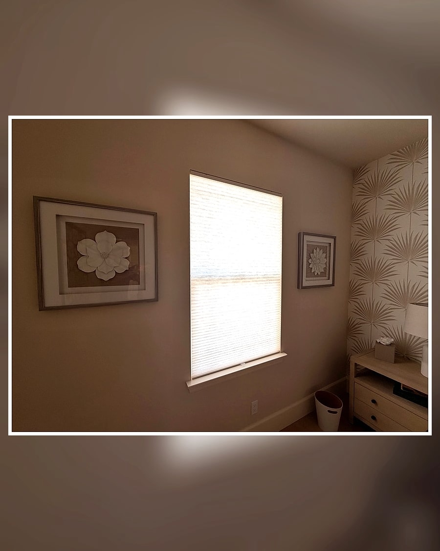 Top-down bottom-up cellular shade installed in a Ventura County bedroom remodel
