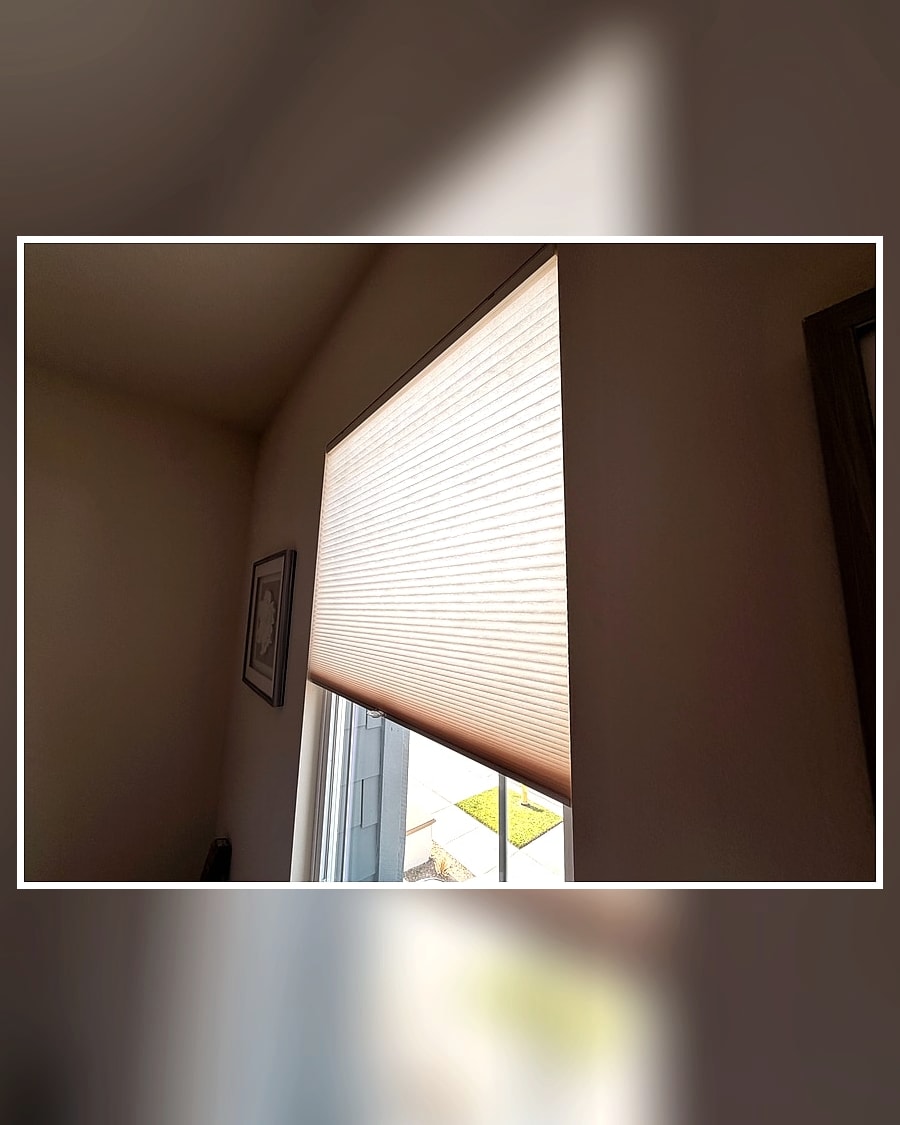 Close view of a top-down bottom-up cellular shade installed in a Ventura County remodel