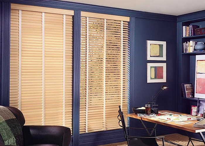 Home office with the best blinds near Simi Valley CA provided by 805 Shutters Shades & Blinds.